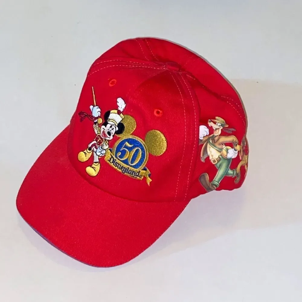 Disneyland 50 Anniversary Disneyland Resort Embroidered Logo Red Youth Cap